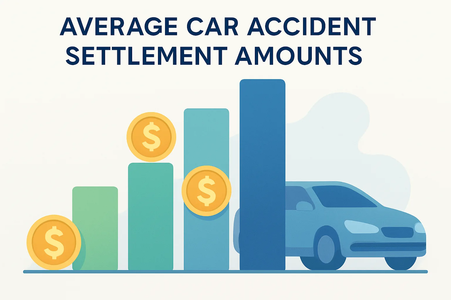 Chart-style illustration comparing average car accident settlement amounts
