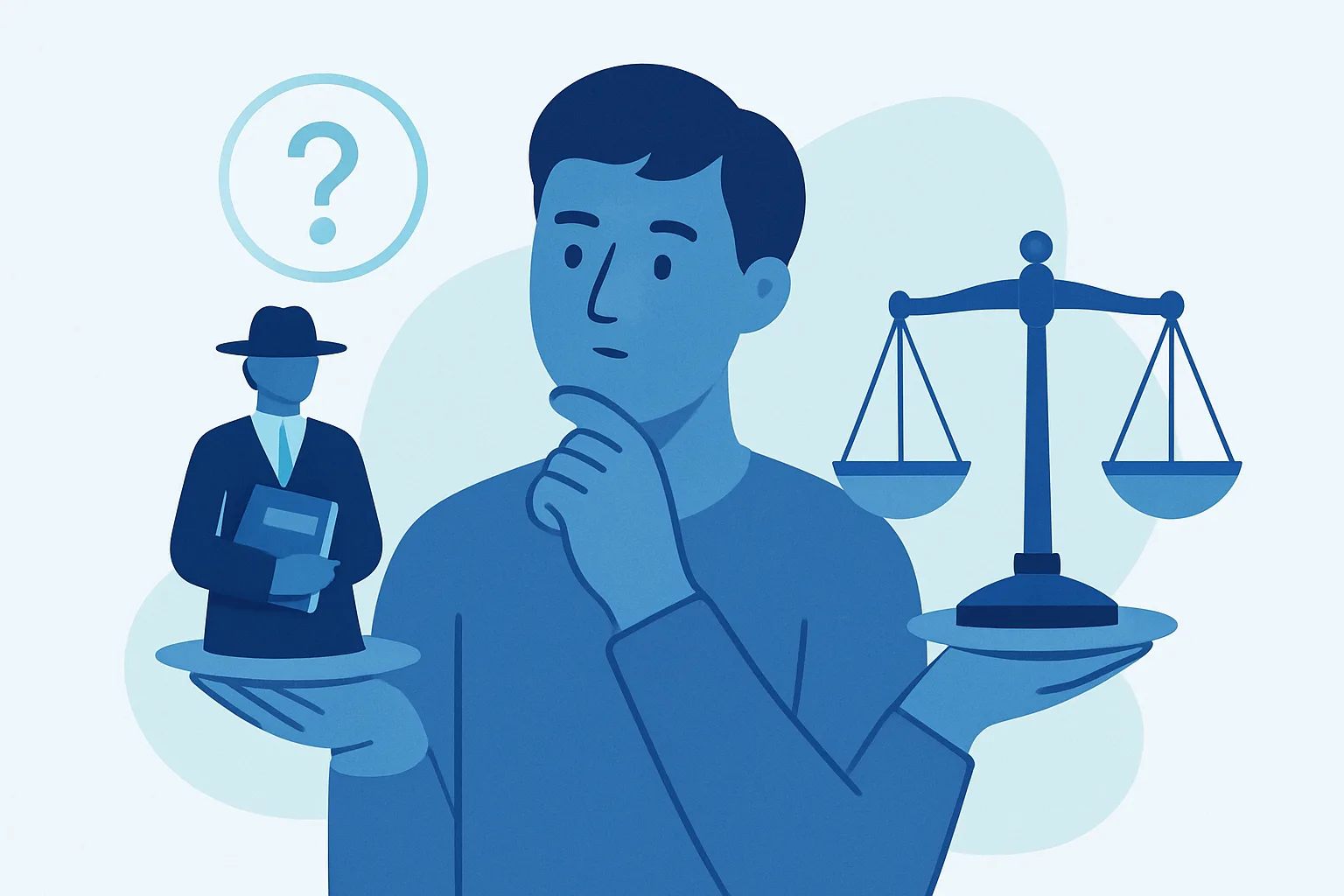 Illustration of a person deciding whether to hire a personal injury lawyer