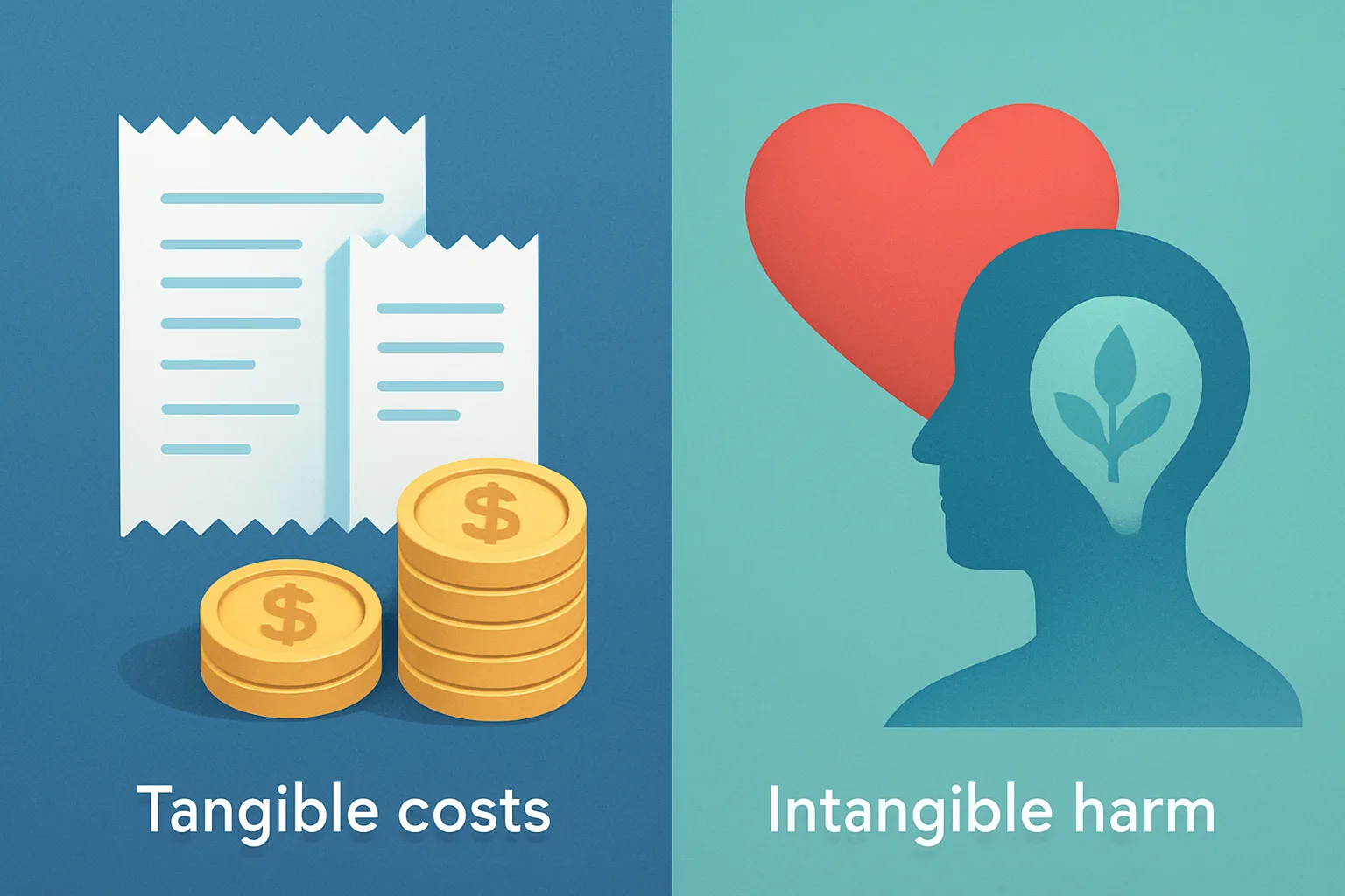 Illustration comparing economic and non-economic damages in an injury claim