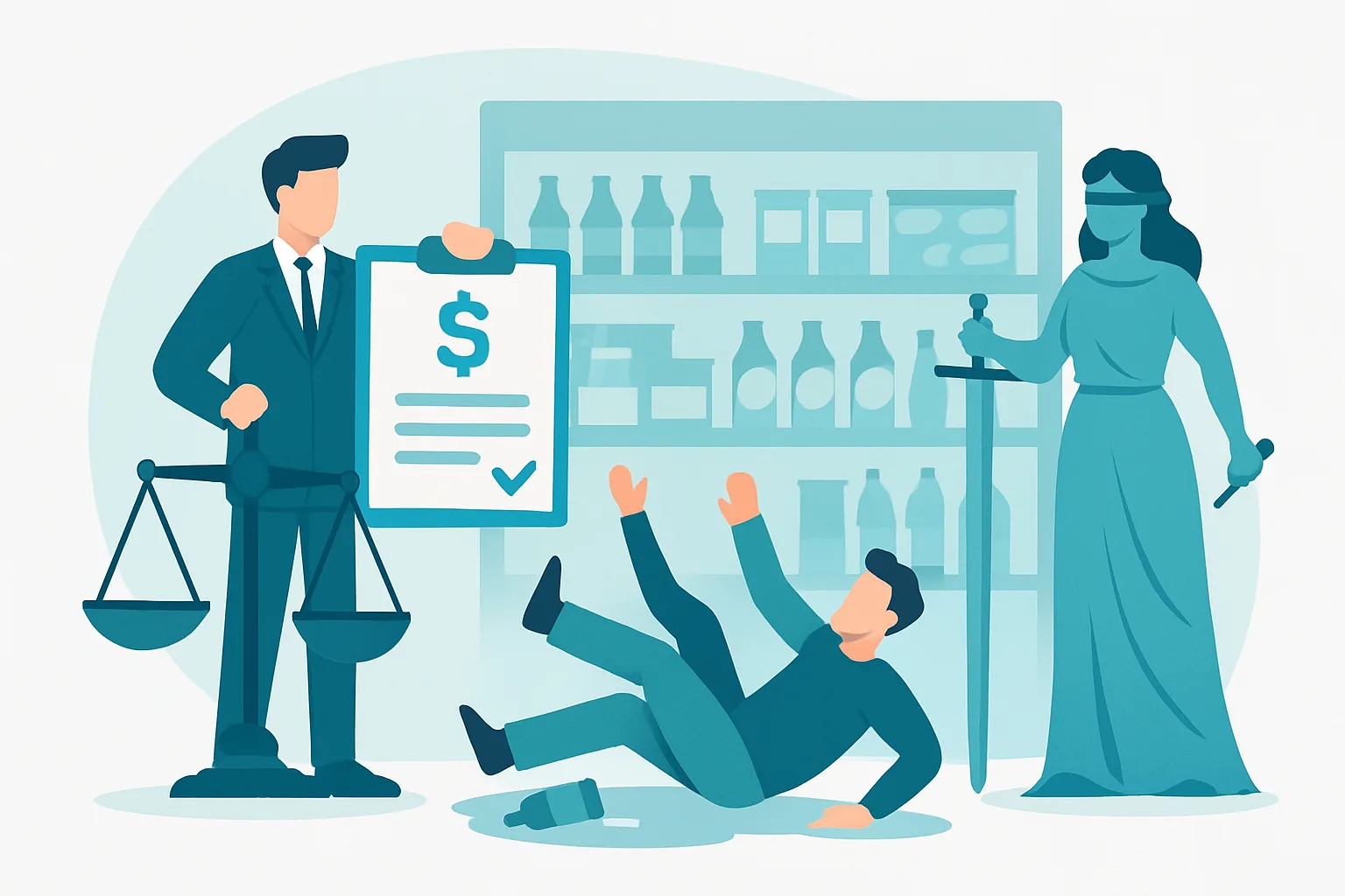 Illustration about grocery store slip and fall settlement