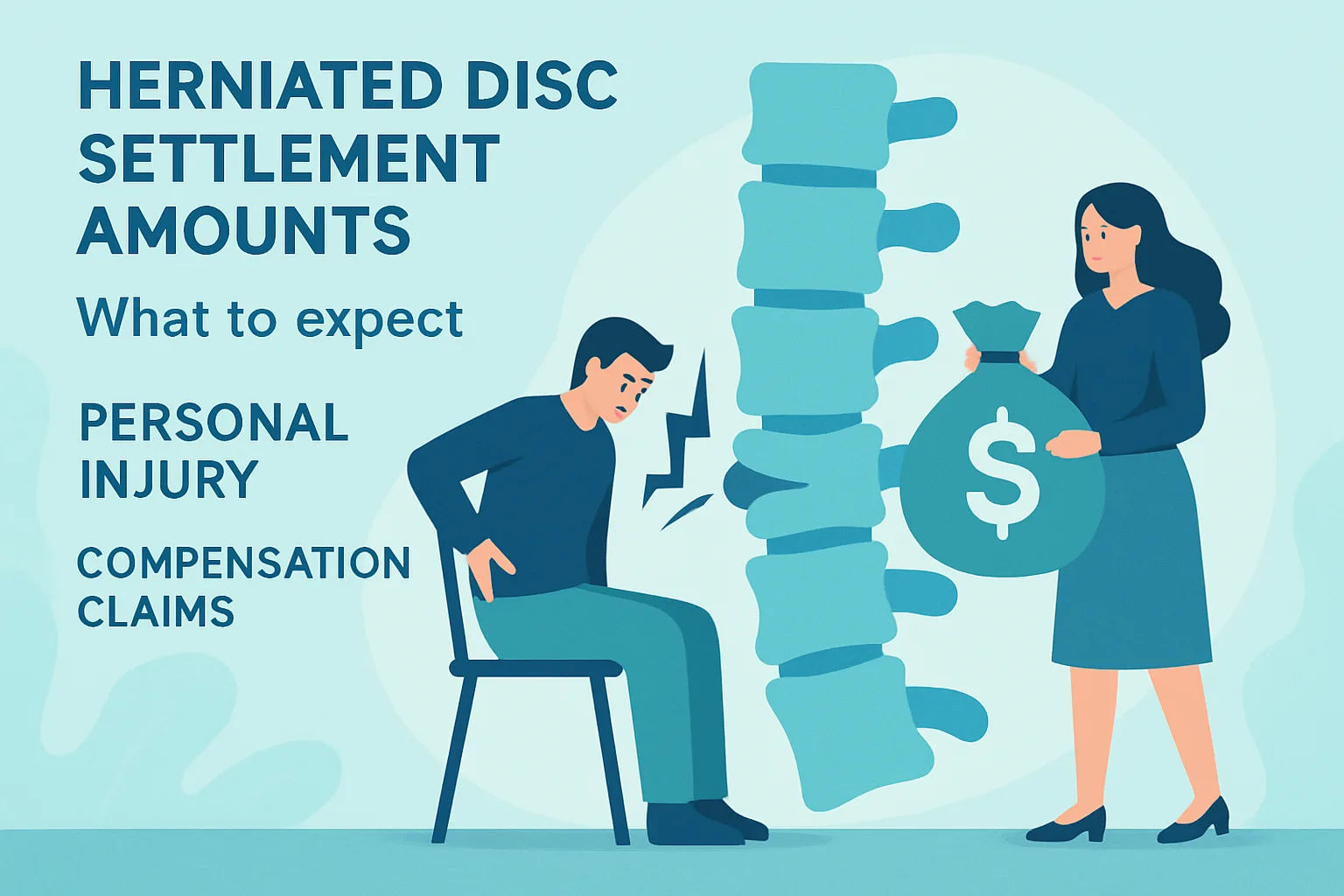 Illustration about herniated disc settlement amounts: what to expect