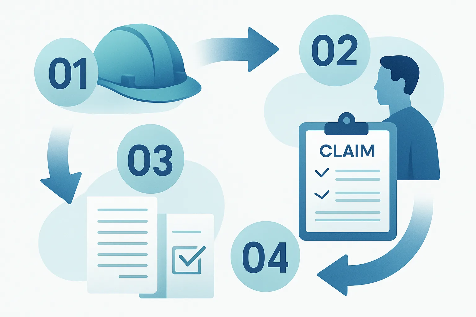 Illustration of the step-by-step process to file a workers' compensation claim
