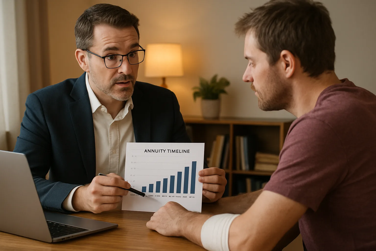 Financial advisor explaining structured settlement payment options
