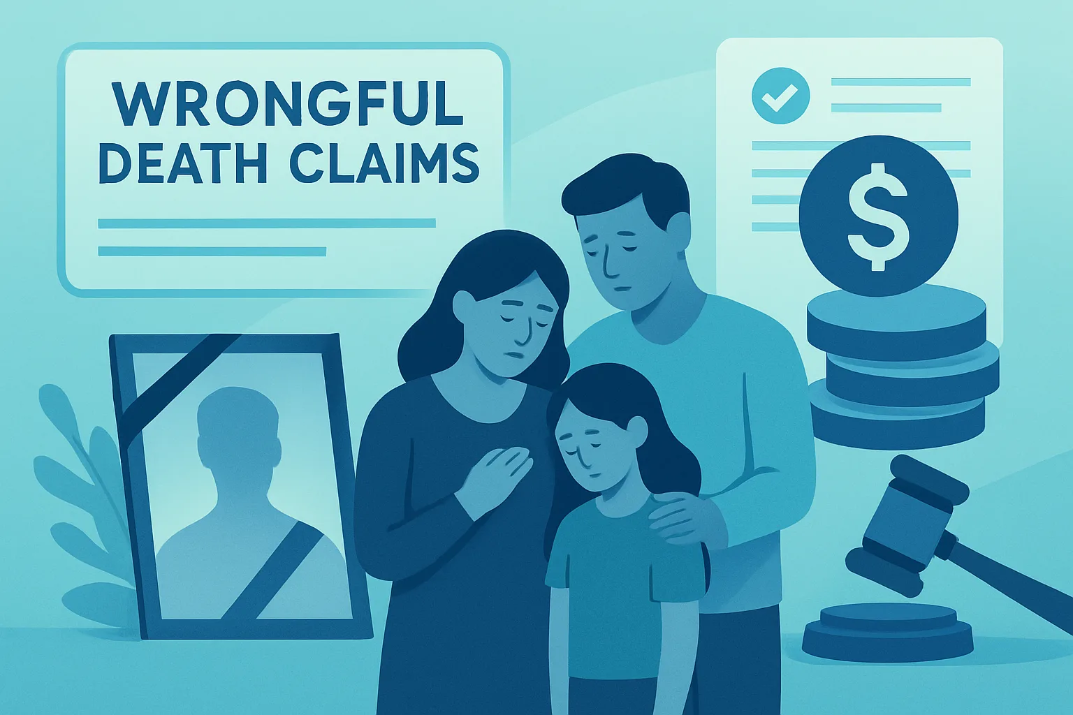 Illustration about wrongful death claims: who can sue and what they are worth